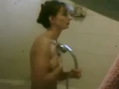 My wife's 37 years old dark brown aunt takes shower on hidden webcam 